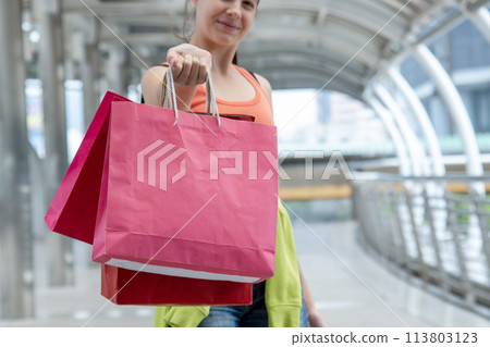 Shopaholic Women holding shopping bags ,money ,credit card person at shopping malls.Fashionable Woman love online website with sales tag on black Friday. E-commerce fashion digital marketing lifestyle Shopaholic Women holding shopping bags ,money ,credit card person at shopping malls.Fashionable Woman love online website with sales tag on black Friday. E-commerce fashion digital marketing lifestyle 113803123
