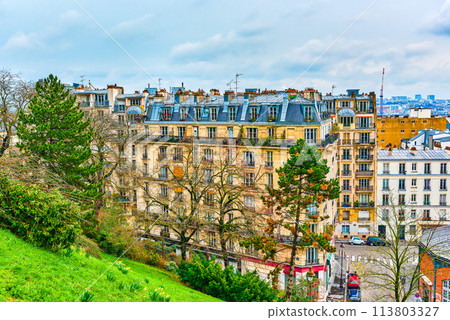 District Montmartre. Fabulous, magnificent Paris in early spring. District Montmartre. Fabulous, magnificent Paris in early spring. 113803327