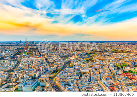 View from the Montparnasse tower on Paris in early spring. View from the Montparnasse tower on Paris in early spring. 113803400