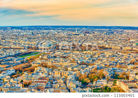 View from the Montparnasse tower on Paris in early spring. View from the Montparnasse tower on Paris in early spring. 113803401