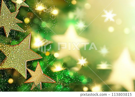 Abstract Christmas background with Christmas trees and bokeh, golden gradient 113803815