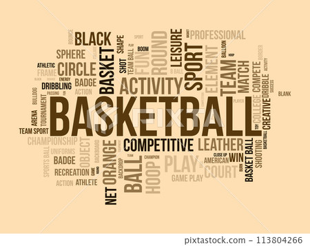 Basketball word cloud template. Sports concept vector background. Basketball word cloud template. Sports concept vector background. 113804266