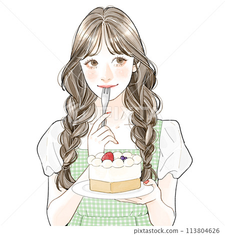 Woman eating cake 113804626