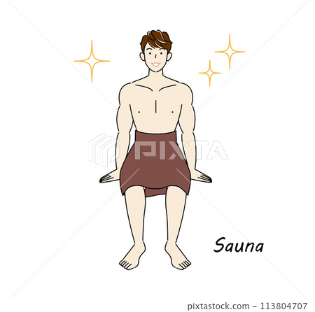 熱愛桑拿的清爽男士,在桑拿中淨化身心。 熱愛桑拿的清爽男士,在桑拿中淨化身心。 113804707