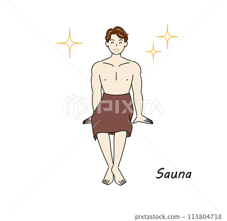 A refreshing man who loves saunas and is shining brightly after refreshing his body and mind in the sauna. 113804718