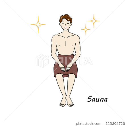 A refreshing man who loves saunas and is shining brightly after refreshing his body and mind in the sauna. A refreshing man who loves saunas and is shining brightly after refreshing his body and mind in the sauna. 113804720
