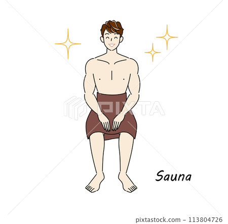 A refreshing man who loves saunas and is shining brightly after refreshing his body and mind in the sauna. A refreshing man who loves saunas and is shining brightly after refreshing his body and mind in the sauna. 113804726