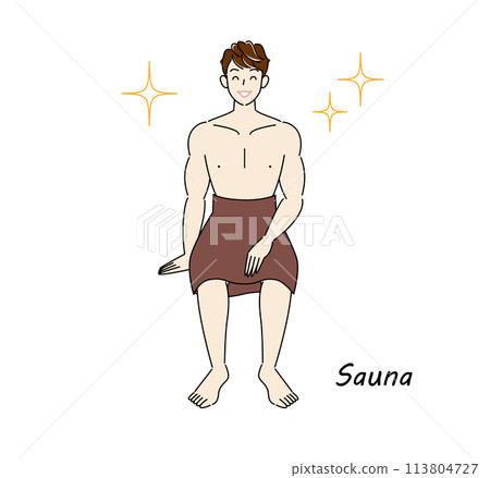 A refreshing man who loves saunas and is shining brightly after refreshing his body and mind in the sauna. 113804727
