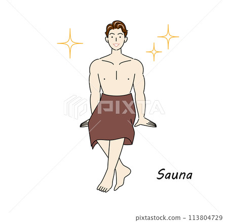 A refreshing man who loves saunas and is shining brightly after refreshing his body and mind in the sauna. A refreshing man who loves saunas and is shining brightly after refreshing his body and mind in the sauna. 113804729