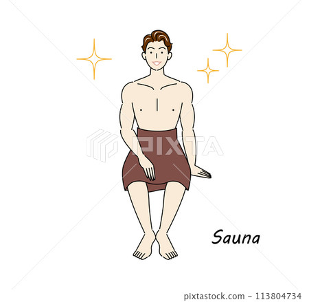 A refreshing man who loves saunas and is shining brightly after refreshing his body and mind in the sauna. A refreshing man who loves saunas and is shining brightly after refreshing his body and mind in the sauna. 113804734
