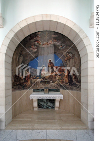 Altar in the Shepherds' Field Chapel in Beit Sahour, Bethlehem, Israel Altar in the Shepherds' Field Chapel in Beit Sahour, Bethlehem, Israel 113804745