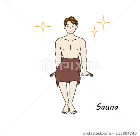 A refreshing man who loves saunas and is shining brightly after refreshing his body and mind in the sauna. A refreshing man who loves saunas and is shining brightly after refreshing his body and mind in the sauna. 113804749