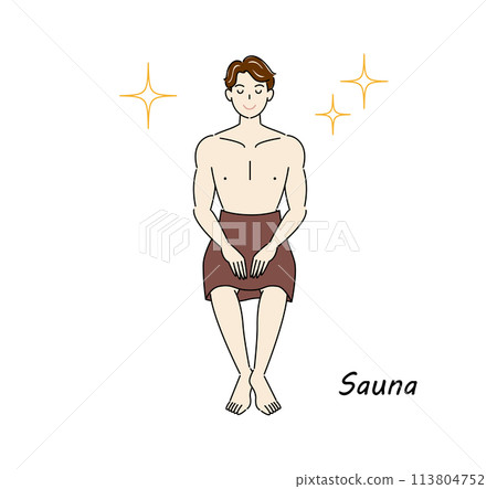 A refreshing man who loves saunas and is shining brightly after refreshing his body and mind in the sauna. 113804752