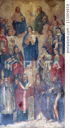 Virgin Mary with angels and saints Virgin Mary with angels and saints 113804819