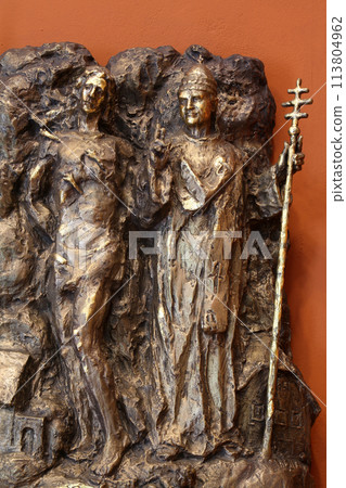 Saints Sebastian and Fabian, bass relief in Chapel of Saint Dismas in Zagreb, Croatia Saints Sebastian and Fabian, bass relief in Chapel of Saint Dismas in Zagreb, Croatia 113804962