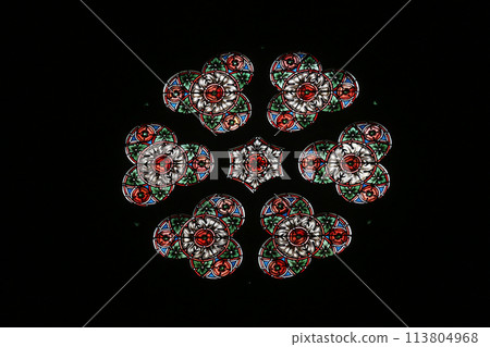 Stained glass window in Zagreb cathedral Stained glass window in Zagreb cathedral 113804968