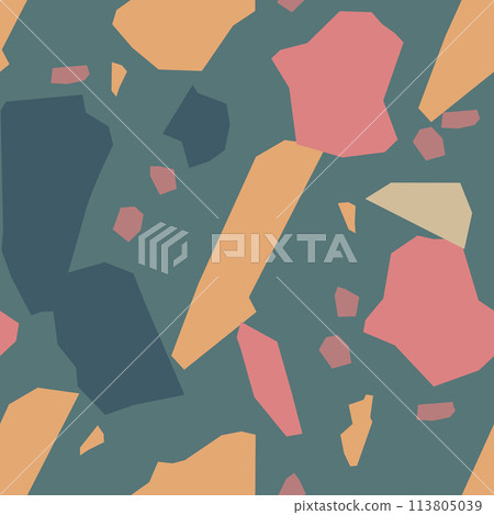 Terrazzo imitation seamless pattern. Realistic marble texture with stone fragments Terrazzo imitation seamless pattern. Realistic marble texture with stone fragments 113805039