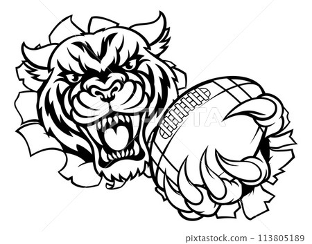 Tiger Cat Animal Sports American Football Mascot 113805189