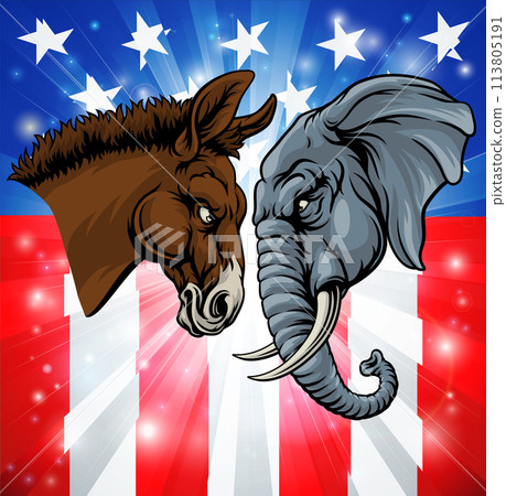 Republican Democrat Elephant Donkey Election 113805191