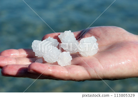 Big salt crystal from the Dead Sea, Israel Big salt crystal from the Dead Sea, Israel 113805329