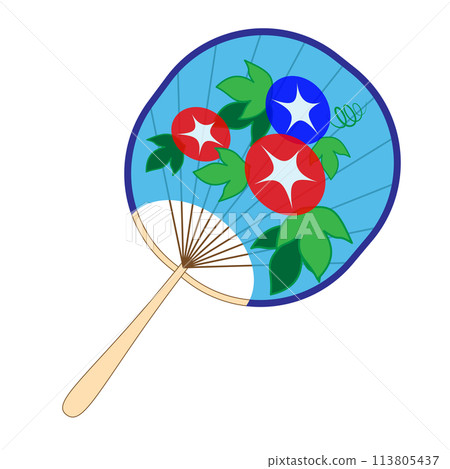 日式牽牛花圖案扇子 日式牽牛花圖案扇子 113805437