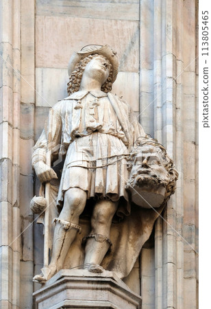 David with the head of Goliath, statue on the Milan Cathedral, Duomo di Santa Maria Nascente, Milan, Lombardy, Italy David with the head of Goliath, statue on the Milan Cathedral, Duomo di Santa Maria Nascente, Milan, Lombardy, Italy 113805465