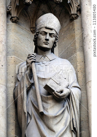 Statue of Saint on the portal of the Basilica of Saint Clotilde in Paris, France Statue of Saint on the portal of the Basilica of Saint Clotilde in Paris, France 113805480