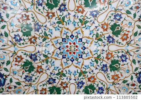 Traditional colorful floral marble tabletops for sale in Agra, Uttar Pradesh, India Traditional colorful floral marble tabletops for sale in Agra, Uttar Pradesh, India 113805502