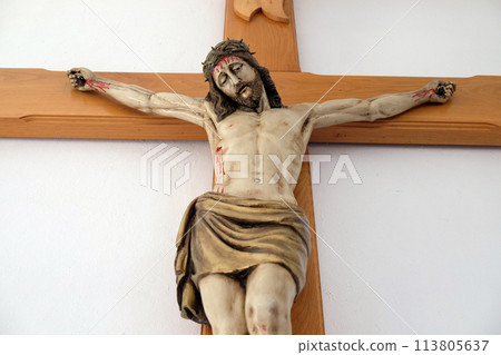 Crucifixion, Jesus died on the cross Church of Saint Francis of Assisi in Lipik, Croatia Crucifixion, Jesus died on the cross Church of Saint Francis of Assisi in Lipik, Croatia 113805637