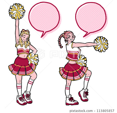 微笑著擺姿勢的啦啦隊語音氣泡組 113805857