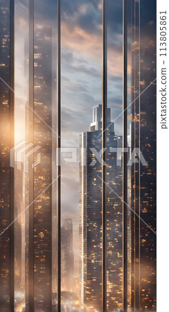 An abstract composition featuring financial technology elements with soft-focused bokeh and selective elements 113805861