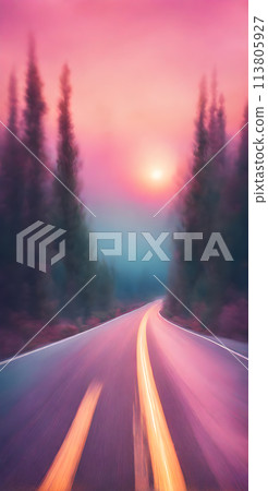 Abstract photography showcasing a drive road, emphasizing blur and soft focus, capturing movement and dynamism 113805927