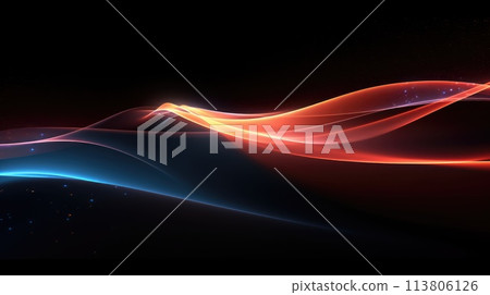 Bright orange and blue soft flowing waves abstract background. Generative AI 113806126