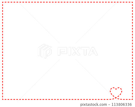 一個可愛的簡單框架,帶有心形和紅色〜虛線版本 一個可愛的簡單框架,帶有心形和紅色〜虛線版本 113806336