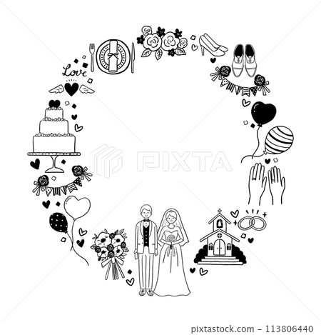 Wedding illustration frame line drawing 113806440