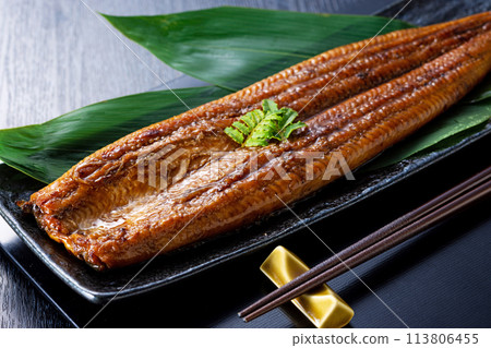 日本鰻魚燒和清酒 113806455
