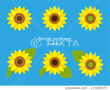 向日葵簡單插畫素材向量花夏天 113806575