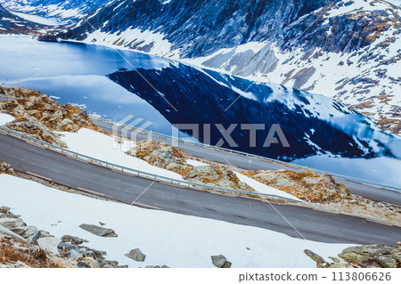 Djupvatnet lake and road to Dalsnibba mountain Norway 113806626