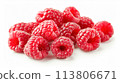 Beautiful raspberries isolated on white background, fresh raspberry farm market product 113806671