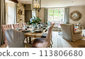 Cotswolds cottage style dining room decor, interior design and country house furniture, home decor, table and chairs, English countryside styling 113806680