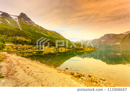 Mountains and fjord in Norway, Mountains and fjord in Norway, 113806687