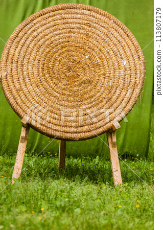 Old fashioned shooting target made of hay Old fashioned shooting target made of hay 113807179