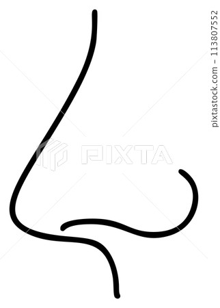 Human nose in profile line simple minimalist icon. Element for design packaging and advertising of rhinitis medicines, cold, flu symptoms 113807552