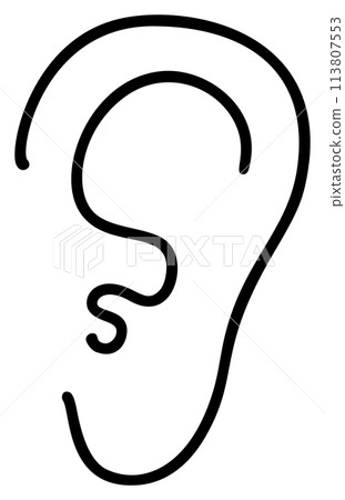 Ear, hearing line icon, outline vector sign, linear style pictogram isolated on white. Symbol, logo illustration otitis 113807553