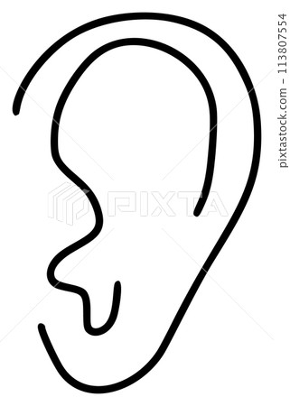 Ear, hearing line icon, outline vector sign, linear style pictogram isolated on white. Symbol, logo illustration 113807554