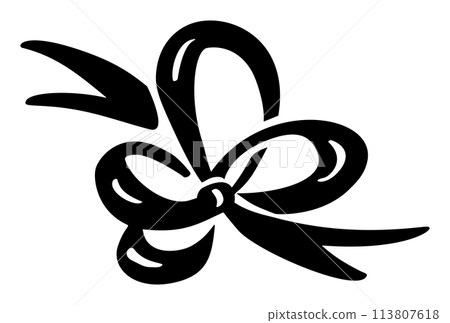 minimalist black and white drawing of bow and ribbon. line icon element for web site design, logo, app, UI. Vector illustration minimalist black and white drawing of bow and ribbon. line icon element for web site design, logo, app, UI. Vector illustration 113807618