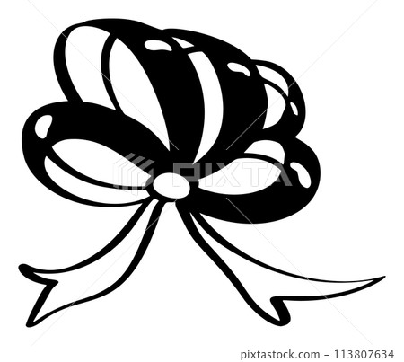 minimalist black and white drawing of bow and ribbon. line icon element for web site design, logo, app, UI. Vector illustration minimalist black and white drawing of bow and ribbon. line icon element for web site design, logo, app, UI. Vector illustration 113807634