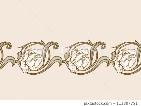 Terri Tulip flowers, decorative flowers and leaves in art nouveau style Terri Tulip flowers, decorative flowers and leaves in art nouveau style 113807751