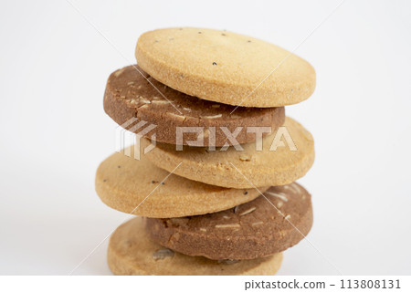一堆餅乾白色背景 113808131