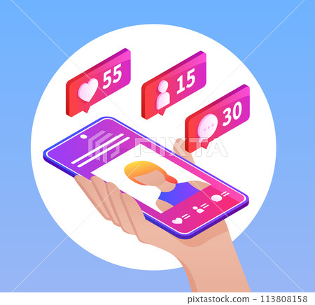 Social media notifications composition Social media notifications composition 113808158